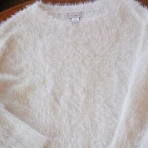 if it were me Fuzzy White Sweater